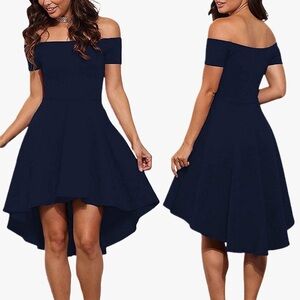 NWT Navy Blue off the Shoulder High Low Dress Womens Size XL